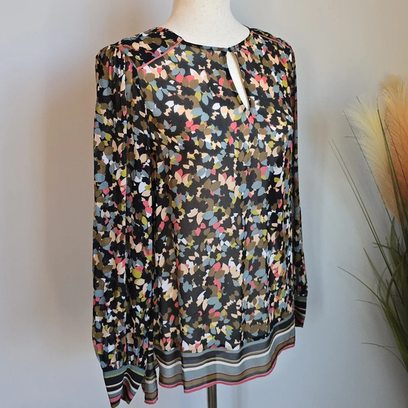 REISS, New, Ally Ditsy Floral Printed Chiffon Blouson Blouse Top, US Size 4 - Picture 6 of 13